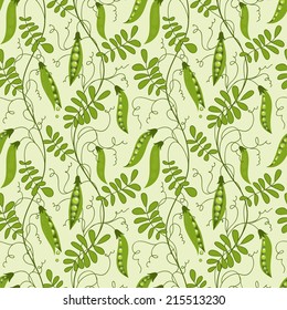 Seamless pattern of green sweet peas.