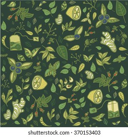 Seamless pattern. Green tea. 