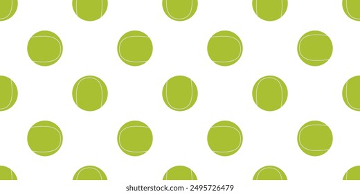 Seamless pattern with green tennis balls on a white background, sports games, inventory for sportsmen