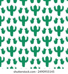 Un patrón sin fisuras con tres plantas de cactus verdes. Ilustración vectorial Botánica sobre fondo aislado blanco. Repetir Fondo de pantalla para Fondos de pantalla, Web fondos de página en estilo plano