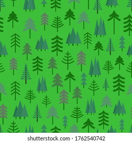 Seamless pattern with green trees

