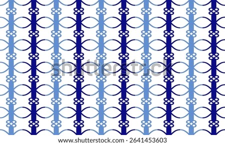 seamless pattern with green trees, blue leaves design for fabric painting or wallpaper or plant shop, illustration of branches with blue oval, vertical column strip, grid strip