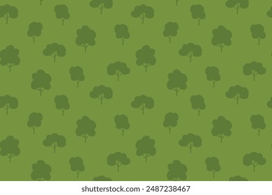 seamless pattern with green trees, forest, garden, park nature background-  vector illustration