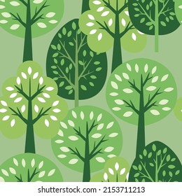 Seamless Pattern Green Trees Leaves Stock Vector (Royalty Free ...