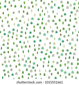 Seamless pattern with green tropical leaves. Floral background, vector illustration on white background.