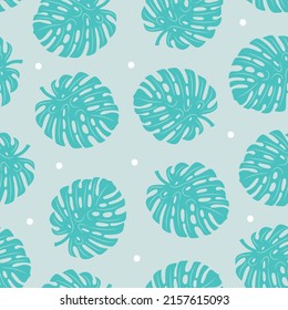 Hojas tropicales verdes de patrón sin foco. Diseño para la reserva de recortes, decoración, tarjetas, artículos de papel, fondo, papel pintado, envoltura, tela y todos tus proyectos creativos. Ilustración del vector