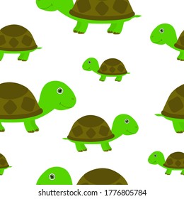 Seamless pattern green turtle  vector illustration
