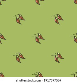 seamless pattern green two small leaves vector 