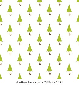 Seamless pattern with green umbrellas. Colorful pattern for kids textile.