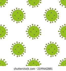 Patrón transparente de virus verdes sobre fondo blanco. Coronavirus epidémico 2019-nCoV en Wuhan. Novela Coronavirus. Virus Covid 19-NCP. nCoV denotado es un virus ARN de una sola cadena.