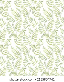 Seamless pattern with green watercolor leaves. Summer Hand drawn illustration Seamless light green leaf pattern. Vector illustration.