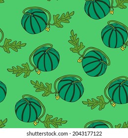 

Seamless pattern. Green watermelon on a green background.