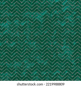 Seamless Pattern With Green Wavey Lines With Textured Background.