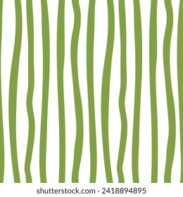 Seamless pattern with green wavy lines