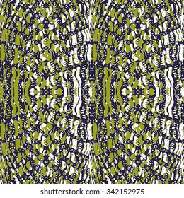 Seamless pattern with green, white and lilac elements