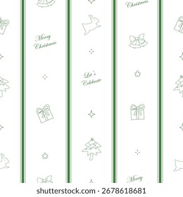 seamless pattern green white minimal deer christmas celebration background