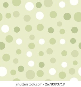 Seamless Pattern of Green and White Polka Dots