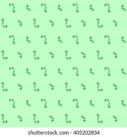Seamless pattern of green whorls curlicues on green background