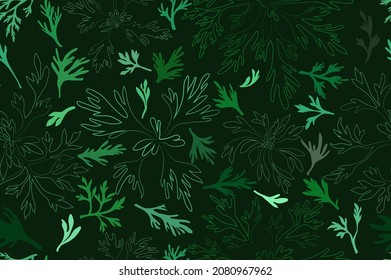 Seamless Pattern with a Green Wormwood leaves