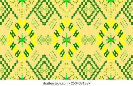 Patrón sin fisuras, fondo verde, amarillo, marrón.