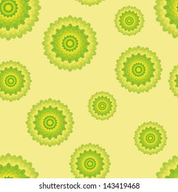 seamless pattern with green and yellow flowers. Elegant vector illustrations for textile or fabric printing. Fresh summer motives
