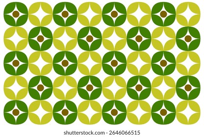seamless pattern with green and yellow leaves. Indonesian floral batik background with a seamless pattern in green and brown, featuring an ethnic style and a modern decorative design. Floral design