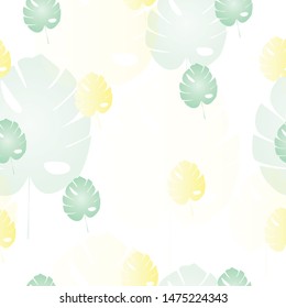 seamless pattern with green and yellow tropical leaves vector
