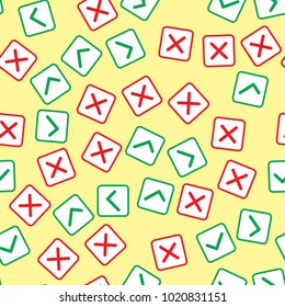 Seamless pattern with Green Yes checkbox and Red NO checkbox,texture vectorillustration