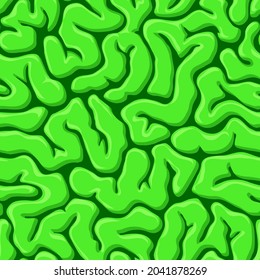 Seamless pattern with green zombie brain. Halloween background