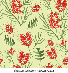 seamless pattern of grevillea australia native flower illustration