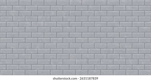 Seamless pattern of grey brick wall for kitchen backsplash, interior decoration, plastic panel, building outdoor design. Abstract background with texture of rough distress effect, vector illustration