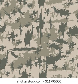 Seamless pattern of grey camouflage in digital style, military background, vector 