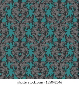 Seamless pattern of grey color in the style of Damascus, vector illustration. 