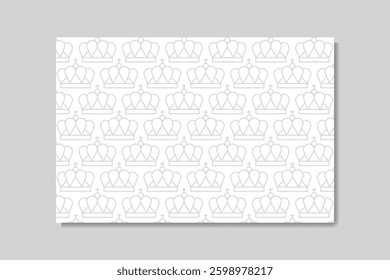 seamless pattern grey crown outline for background design