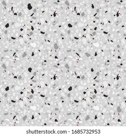 Seamless pattern with grey decorative terrazzo