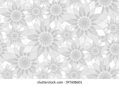 Seamless pattern with grey floral guilloche. Gray seamless abstract flower background. Vector illustration