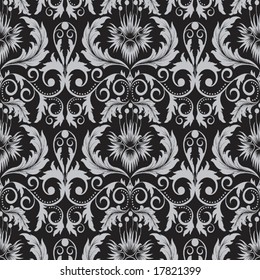 Seamless pattern from   grey  flowers and leaves(can be repeated and scaled in any size)