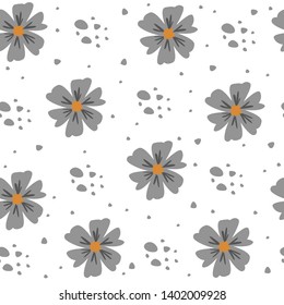 seamless pattern with grey flowers on a white backgound. it can be used as Wallpaper, background, print, textile design, notebooks, phone cases, packaging paper, postcard and more.