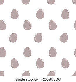 Seamless pattern with grey fossilized dinosaur eggs. Vector illustration. Spotted eggs