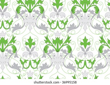 seamless pattern with grey and green ornament