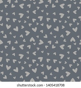 Seamless pattern with grey hearts. Cute and childish design for fabric, textile, wallpaper, bedding, swaddles or gender-neutral apparel.
