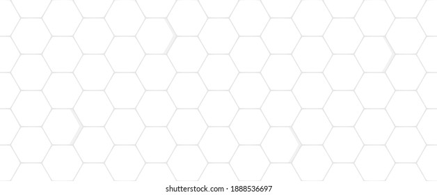 Seamless pattern with grey hexagon grid cells on white background vector illustration.