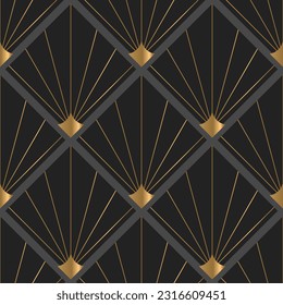 Nahtloses Muster mit grauen Quadraten mit Gold auf grauem Hintergrund. Vintage-Hintergrund. 