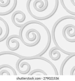 Seamless pattern with grey swirl ornament on white