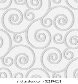Seamless pattern with grey swirl ornament on white