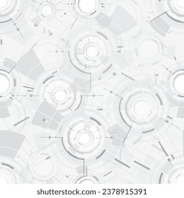 Seamless Pattern Grey white Abstract technology background with various technology elements Hi-tech communication concept innovation background