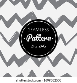Seamless Pattern, Grey and White Doodle Print, Hand Drawn Zig Zag Background
