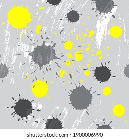 Seamless pattern with grey and yellow spots. Abstract background. Texture. Vector illustration.