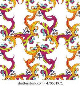 seamless pattern grid with Caribbean cheerful dancing parrot vector illustration