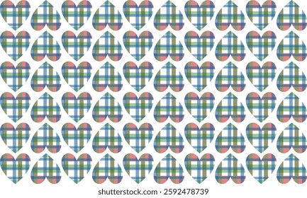 seamless pattern with grid strip up and down hearts, green and pink strip pink heart grid patter, repeat seamless pattern design for fabric print or background or t-shirt paint